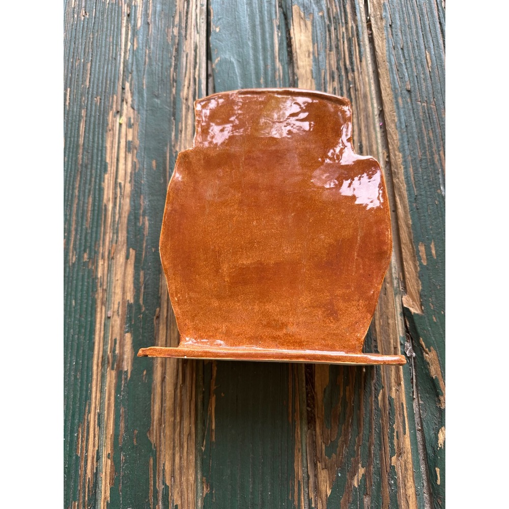 Handmade Studio Pottery Brick Texture Vase Brown Glazed Ceramic Art Decor - Picture 5 of 10